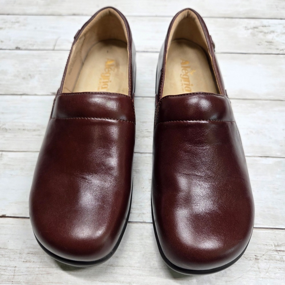 Alegria Keli Professional Clog Slip On Womens 41 Brown Burgundy Leather KEL-8141